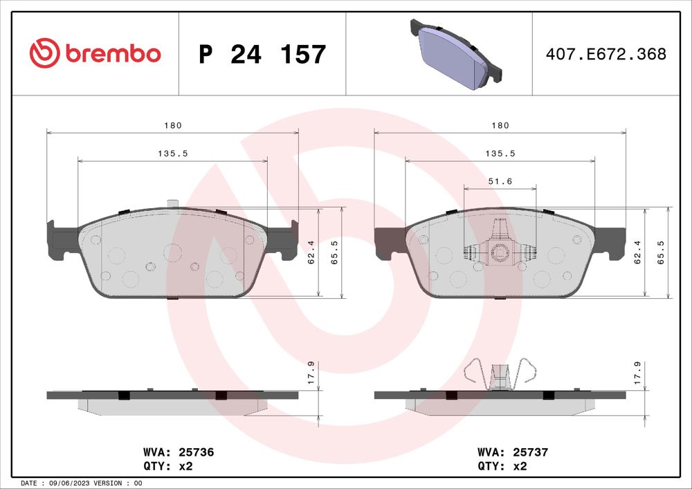 Klocki hamulcowe BREMBO P 24 157