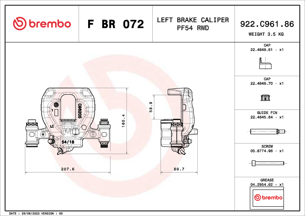Zacisk hamulca BREMBO F BR 072