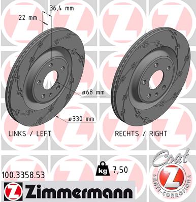 Tarcza hamulcowa ZIMMERMANN 100.3358.53