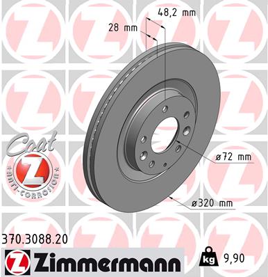 Tarcza hamulcowa ZIMMERMANN 370.3088.20