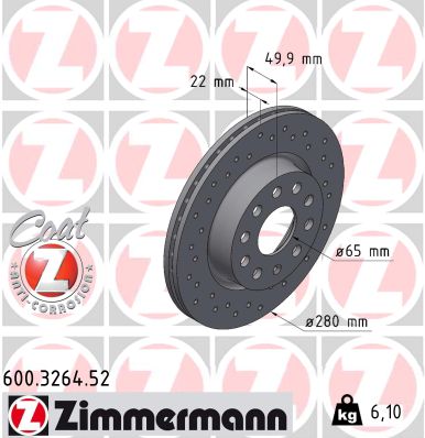 Tarcza hamulcowa ZIMMERMANN 600.3264.52