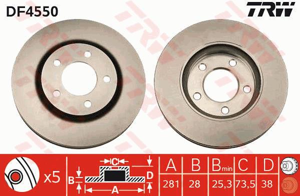 Tarcza hamulcowa TRW DF4550