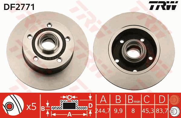 Tarcza hamulcowa TRW DF2771