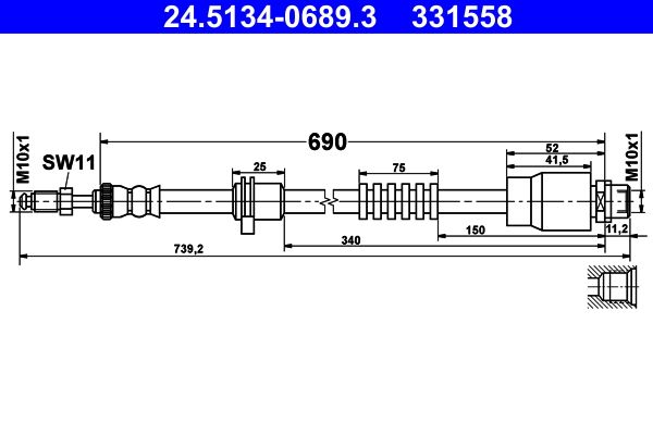 Przewód hamulcowy elastyczny ATE 24.5134-0689.3