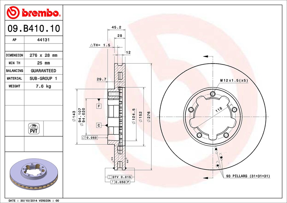 Tarcza hamulcowa BREMBO 09.B410.10