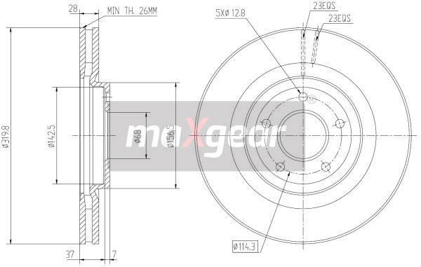 Tarcza hamulcowa MAXGEAR 19-2364