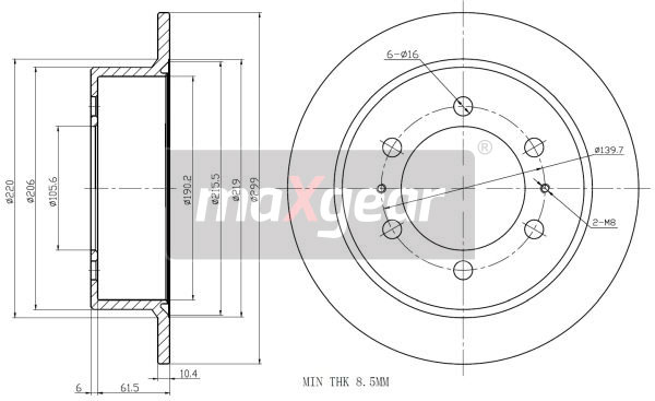 Tarcza hamulcowa MAXGEAR 19-2526