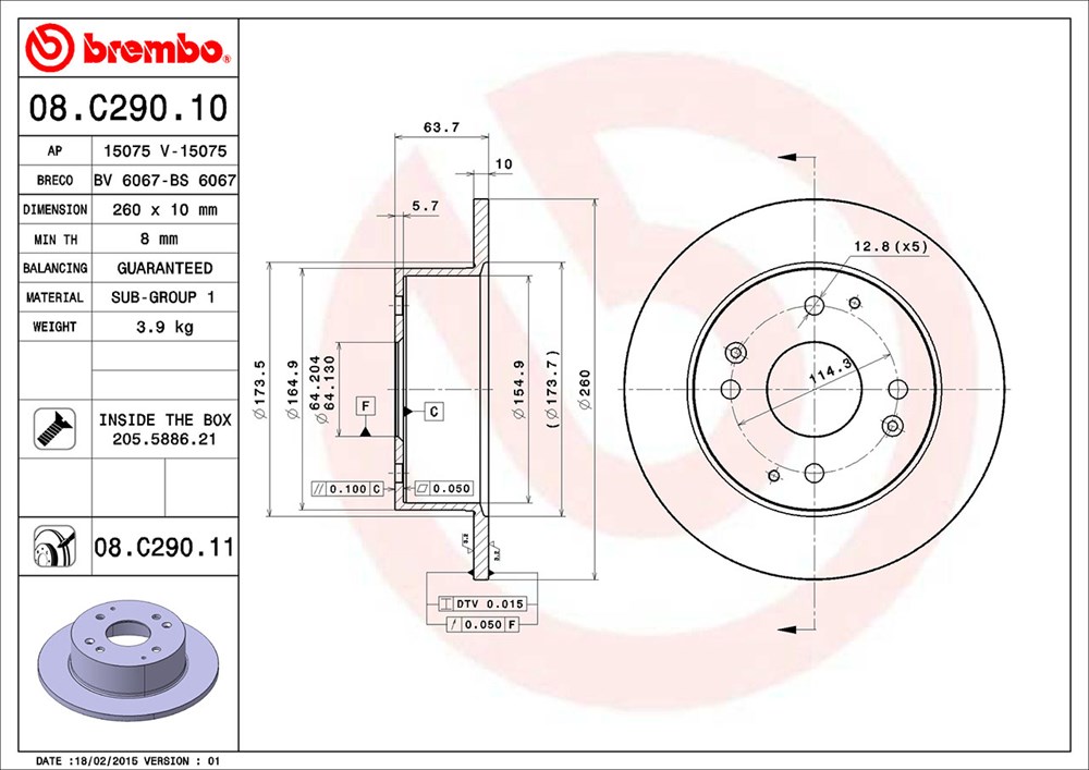 Tarcza hamulcowa BREMBO 08.C290.11