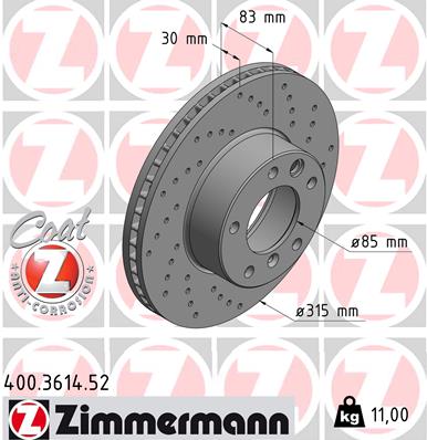 Tarcza hamulcowa ZIMMERMANN 400.3614.52