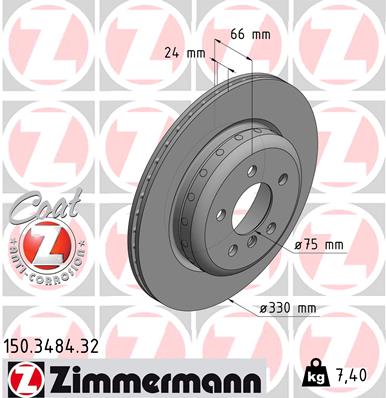 Tarcza hamulcowa ZIMMERMANN 150.3484.32