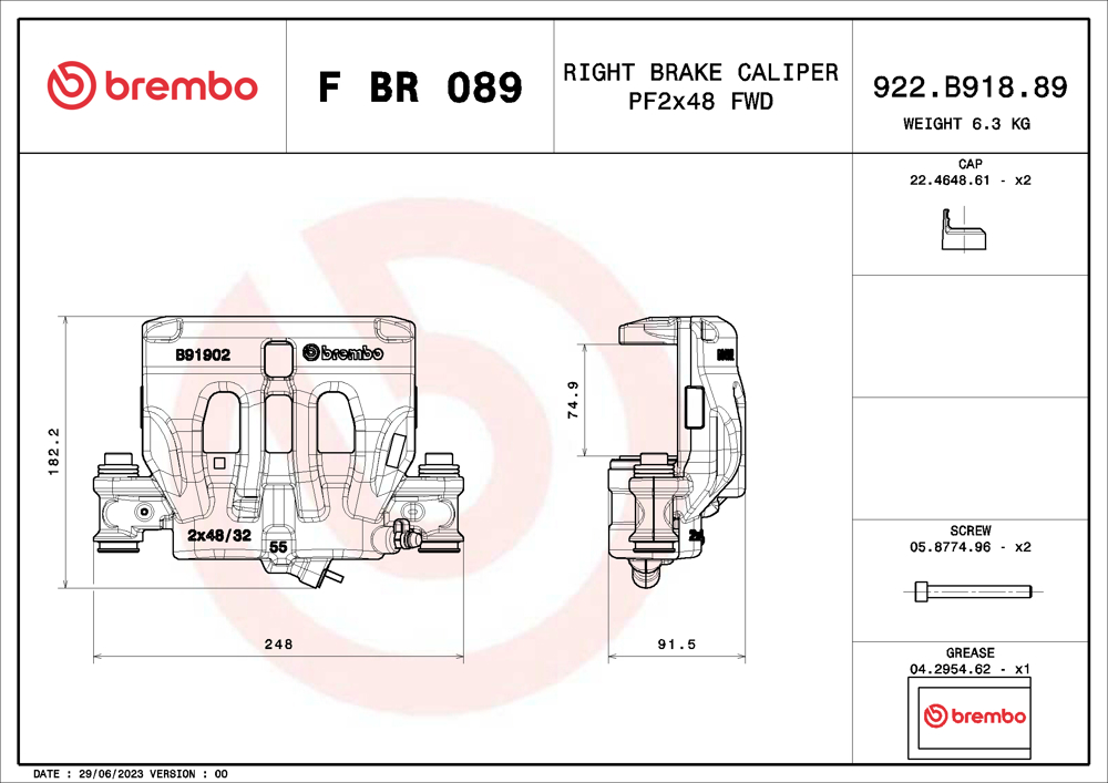 Zacisk hamulca BREMBO F BR 089
