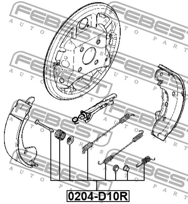 Zestaw montażowy szczęk hamulcowych FEBEST 0204-D10R-KIT