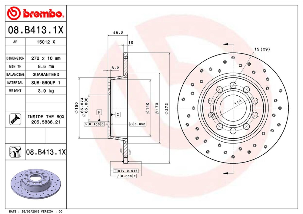 Tarcza hamulcowa BREMBO 08.B413.1X
