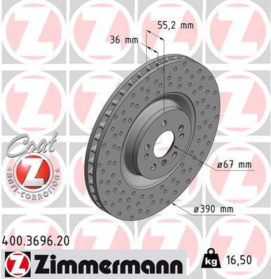 Tarcza hamulcowa ZIMMERMANN 400.3696.20