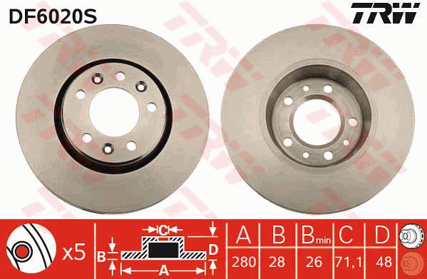 Tarcza hamulcowa TRW DF6020S