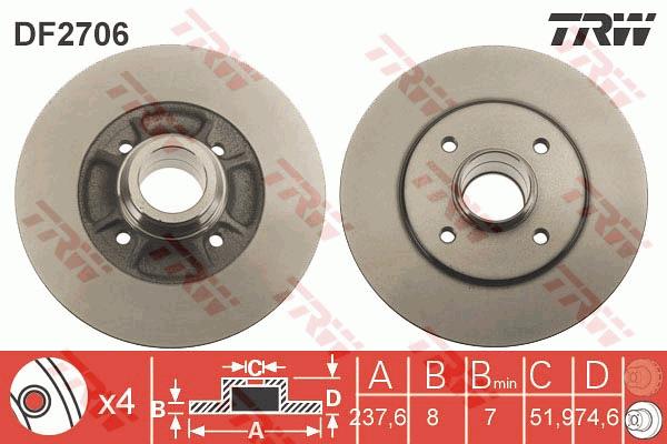 Tarcza hamulcowa TRW DF2706