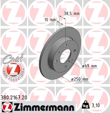 Tarcza hamulcowa ZIMMERMANN 380.2167.20