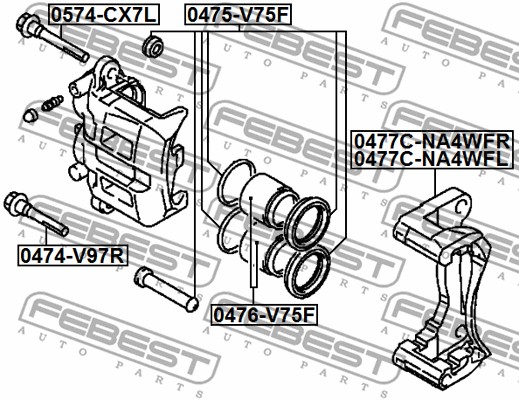 Tłoczek zacisku hamulcowego FEBEST 0476-V75F