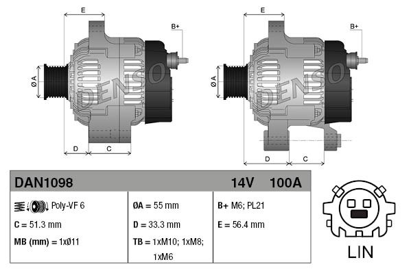 Alternator DENSO DAN1098