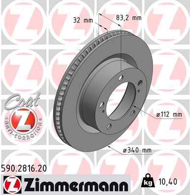 Tarcza hamulcowa ZIMMERMANN 590.2816.20