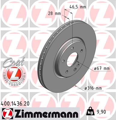 Tarcza hamulcowa ZIMMERMANN 400.1436.20