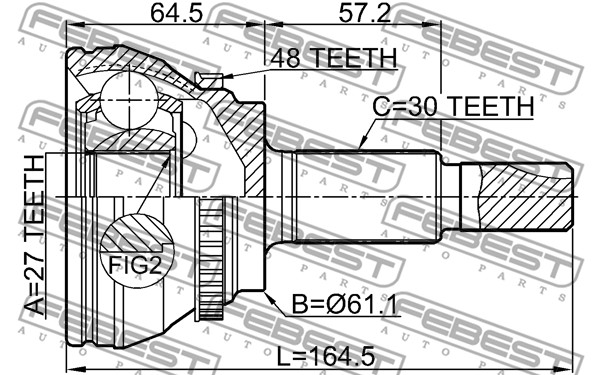 Przegub FEBEST 0110-GSU45A48