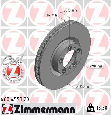 Tarcza hamulcowa ZIMMERMANN 460.4553.20