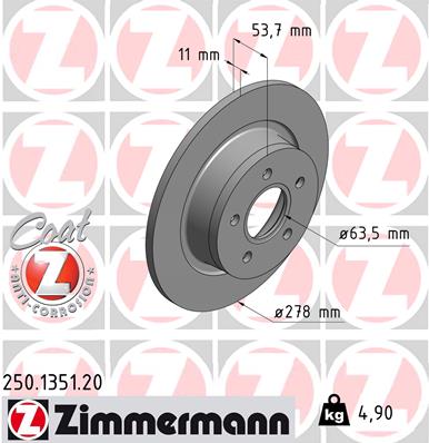 Tarcza hamulcowa ZIMMERMANN 250.1351.20