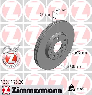 Tarcza hamulcowa ZIMMERMANN 430.1473.20