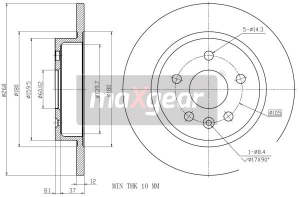 Tarcza hamulcowa MAXGEAR 19-2333