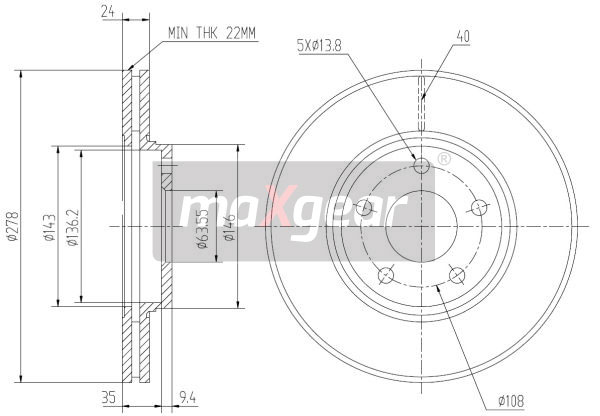 Tarcza hamulcowa MAXGEAR 19-1257