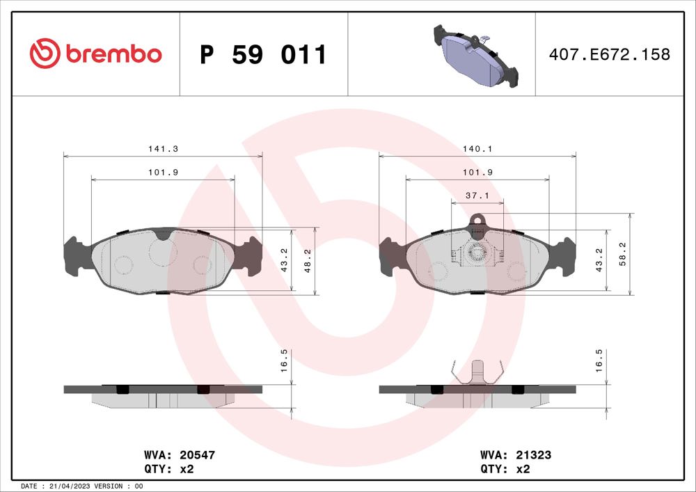 Klocki hamulcowe BREMBO P 59 011