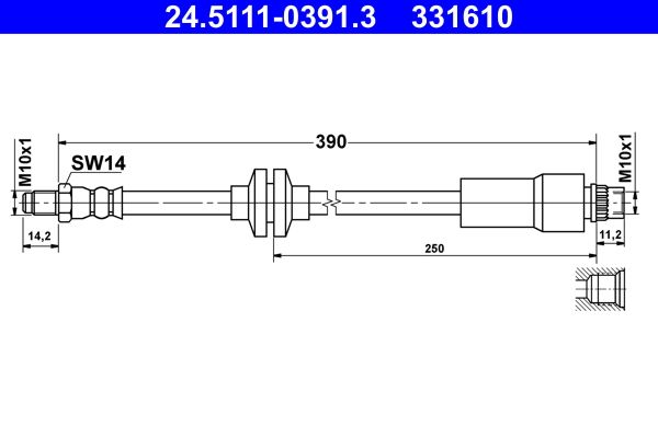 Przewód hamulcowy elastyczny ATE 24.5111-0391.3