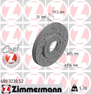 Tarcza hamulcowa ZIMMERMANN 600.3230.52