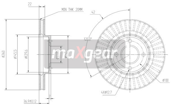 Tarcza hamulcowa MAXGEAR 19-3218