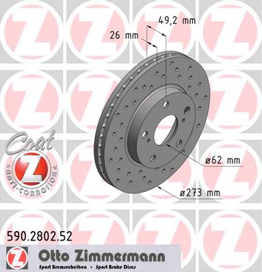 Tarcza hamulcowa ZIMMERMANN 590.2802.52