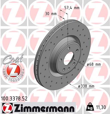 Tarcza hamulcowa ZIMMERMANN 100.3378.52