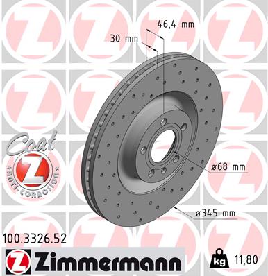 Tarcza hamulcowa ZIMMERMANN 100.3326.52