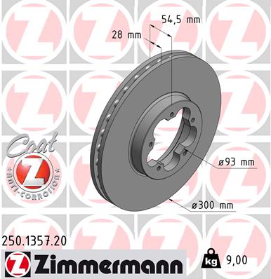 Tarcza hamulcowa ZIMMERMANN 250.1357.20