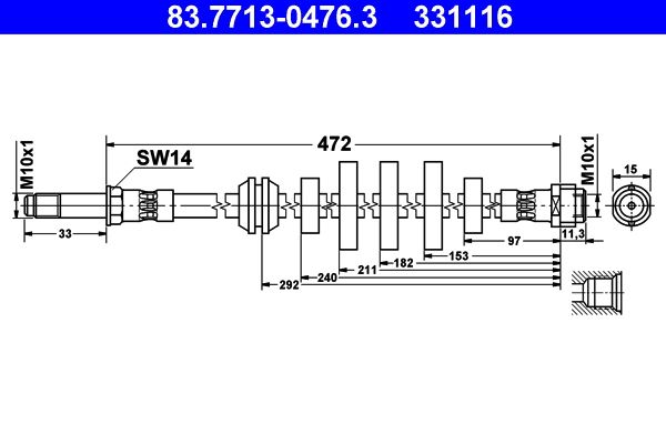 Przewód hamulcowy elastyczny ATE 83.7713-0476.3