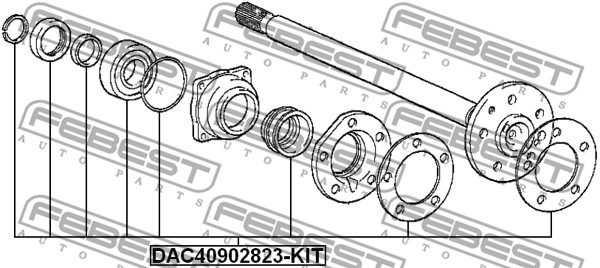 Zestaw łożysk koła FEBEST DAC40902823-KIT