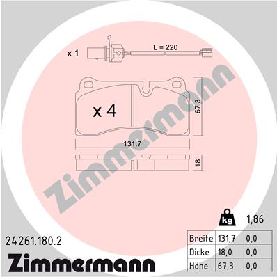 Klocki hamulcowe ZIMMERMANN 24261.180.2