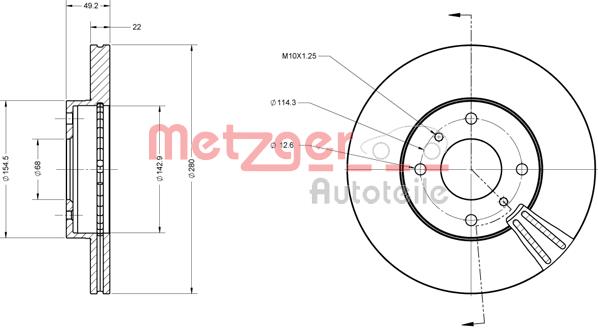 Tarcza hamulcowa METZGER 6110066
