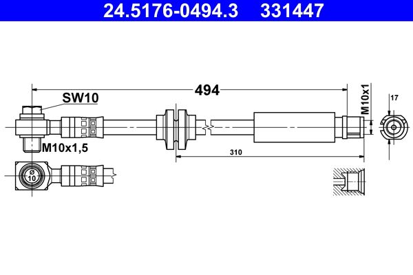 Przewód hamulcowy elastyczny ATE 24.5176-0494.3