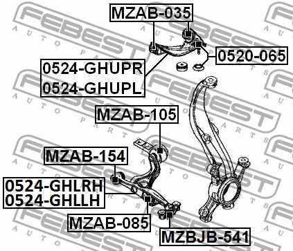 Tuleja wahacza FEBEST MZAB-154