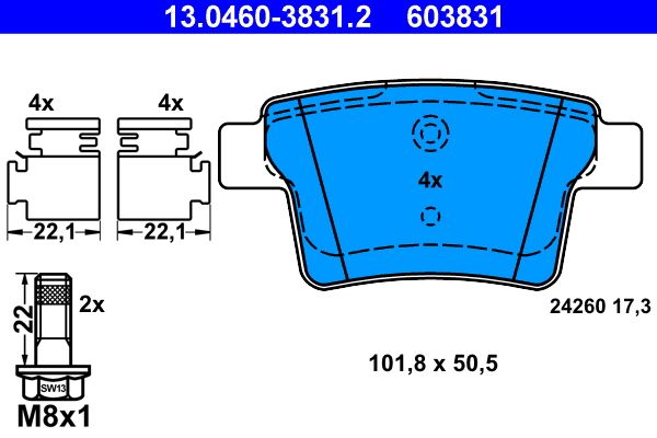 Klocki hamulcowe ATE 13.0460-3831.2