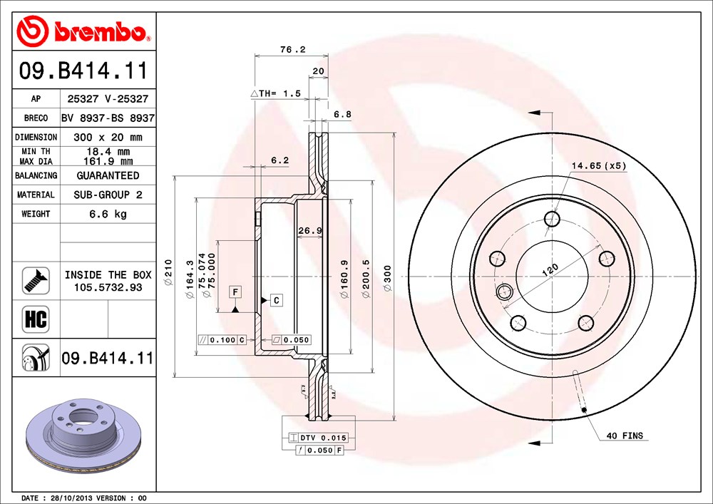 Tarcza hamulcowa BREMBO 09.B414.11