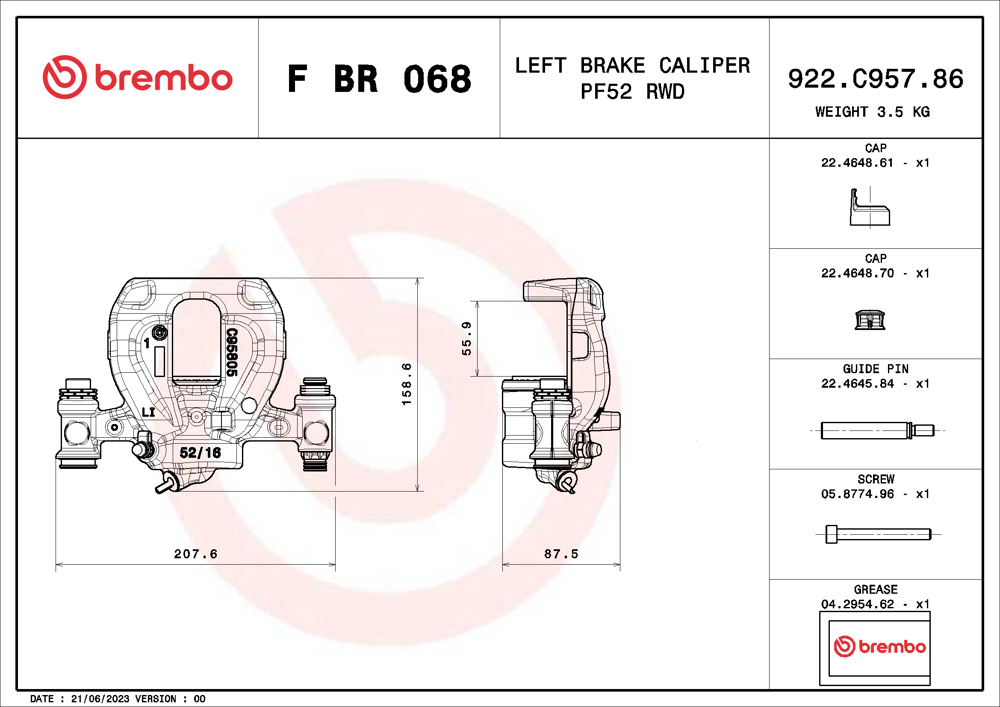 Zacisk hamulca BREMBO F BR 068