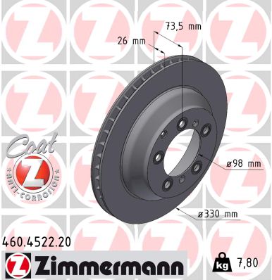 Tarcza hamulcowa ZIMMERMANN 460.4522.20
