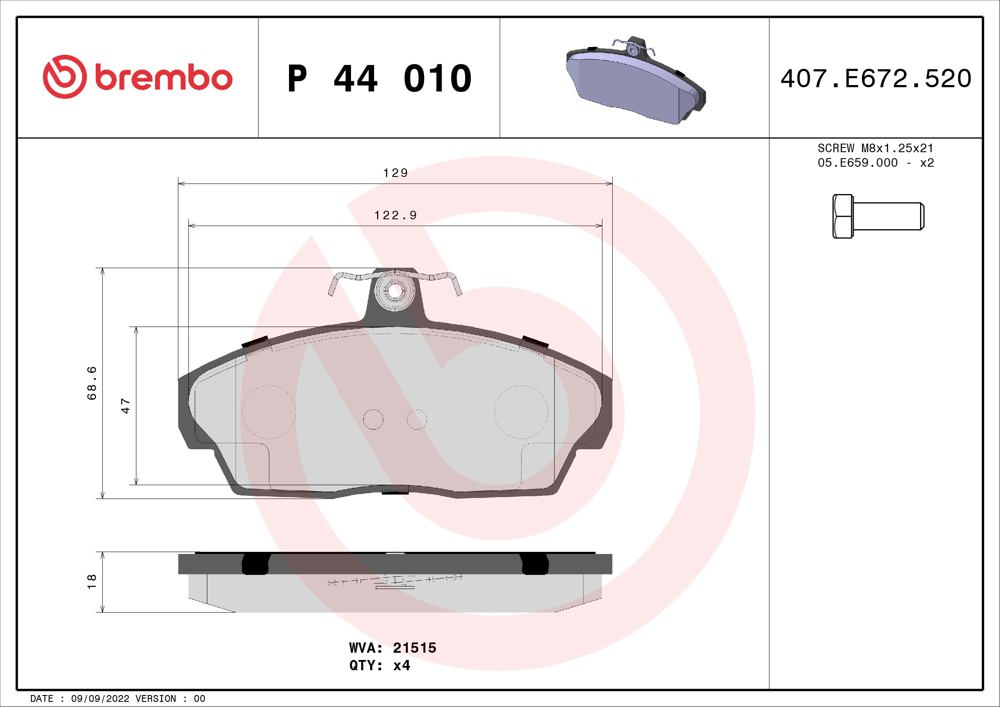 Klocki hamulcowe BREMBO P 44 010